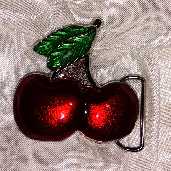 NWT Two cherries belt buckle pinup rockabilly Punk emo - Picture 6 of 8